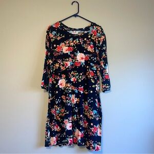 Black floral mini dress / tunic